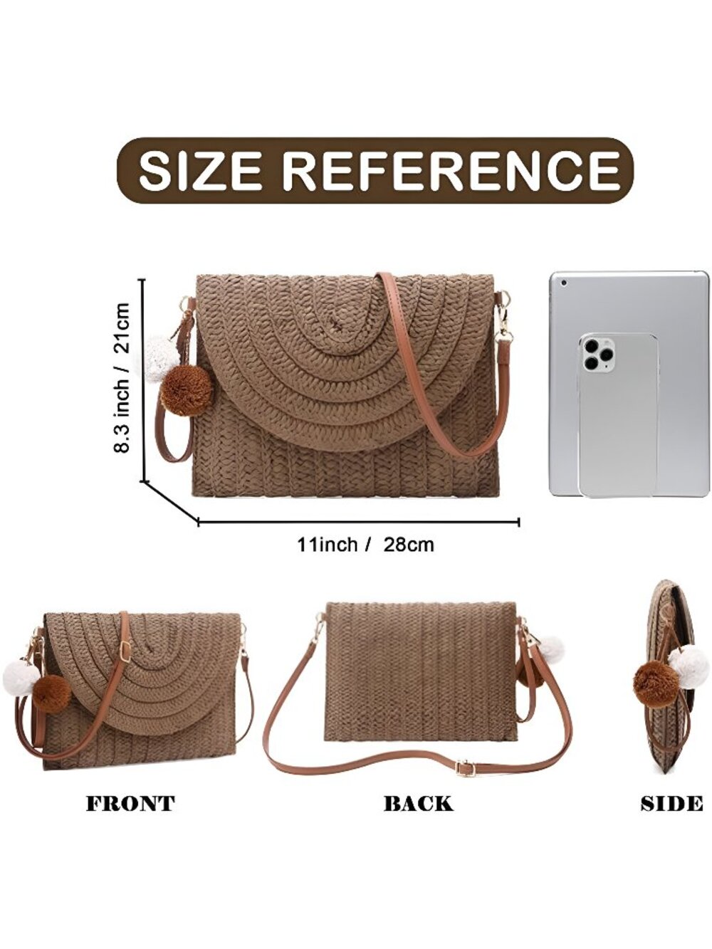 Straw Clutch Purses for Women Beach Purse Envelope Woven Crossbody Bags